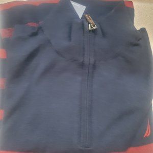 Nautica Mens Navtech Striped Quarter-Zip Sweater